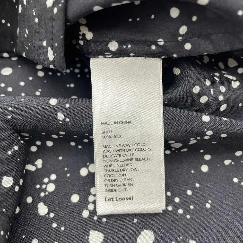 Sunday Best Black and White Splatter Button-Up Blouse